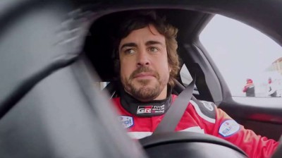 Fernando Alonso gets on the controls of the new Toyota GR Yaris