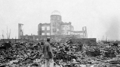 The launch of the Hiroshima atomic bomb