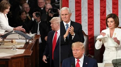 Trump does not greet Pelosi and she breaks the President's speech