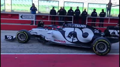 The new AlphaTauri AT01 steps on the asphalt