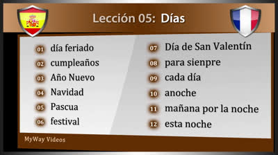 Días y fiestas en francés - Lección 5