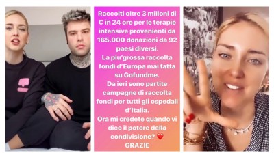 Chiara Ferragni recauda 3 millones en un día para luchar contra el Coronavirus
