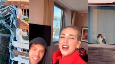 Así animan Chiara y Fedez al vecindario durante la cuarentena