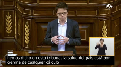Iñigo Errejón: "La salud del país está por encima de cualquier cálculo económico"