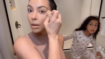 Kim Kardashian interrupted by her daughter while doing a make up tutorial
