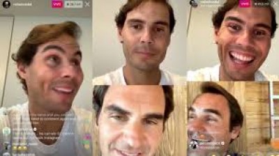 Rafa Nadal habla con Roger Federer y con Andy Murray