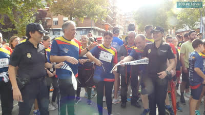 Llegada de todos los participantes en la carrera solidaria Ruta 091 contra el Acoso, Teruel 23 de octubre de 2022