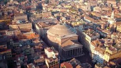 The Pantheon of Rome in drone's view