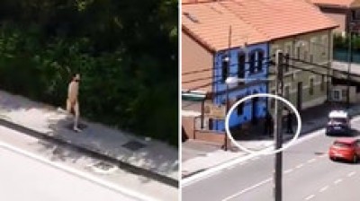 Man runs naked through Lugones (Asturias) and is arrested by the police