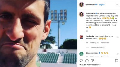 Novak Djokovic se salta en confinamiento en España