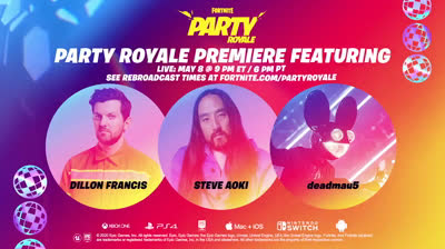 Steve Aoki, Dillon Francis y Deadmau5 en Fiesta Magistral de Fortnite