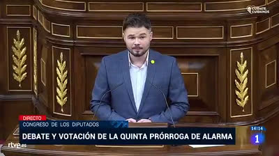 Gabriel Rufián hoy en el Congreso: "La enfermedad les iguala a sus criados y criadas y eso lo llevan fatal