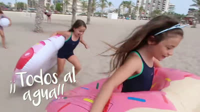 Playing on the beach with friends