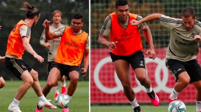 Hat-trick de Hazard en el entrenamiento del Real Madrid