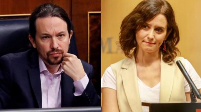 Pablo Iglesias e Isabel Díaz Ayuso sobre los muertos en las residencias