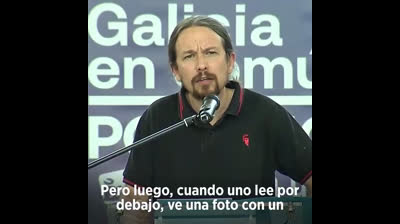 Pablo Iglesias: "¿Sabéis cual es el plan? Feijoo, que disimula mejor la marca PP"