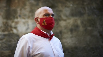 San Fermín 2020, running of the bulls through the empty streets of Pamplona
