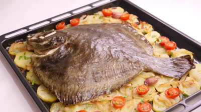 Juicy turbot in the oven