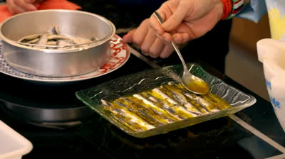 Anchovys with vinegar.