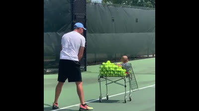 This baby starts young with tennis