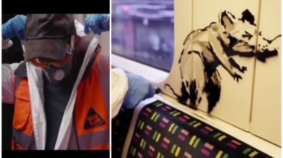 Banksy uses London Underground to create an anti-Coronavirus painting
