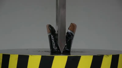 Batteries vs. hydraulic guillotine. Do they explode?