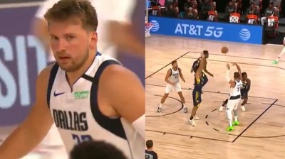 Brutal asistencia de Luka Doncic sin mirar | No look pass