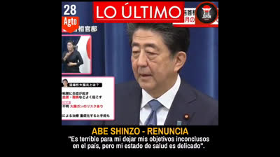 Shinzo Abe renuncia como primer ministro de Japón