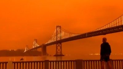 San Francisco amanece naranja por la niebla y las llamas de los incendios