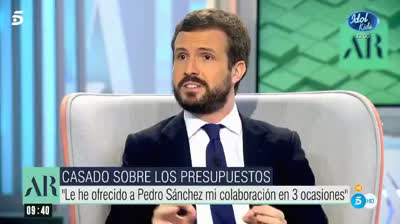 Pablo Casado: "Mi mano está tendida siempre pero Pedro Sánchez está más cómodo con ERC y Bildu"
