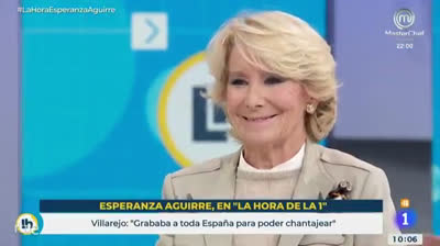 Esperanza Aguirre: "Pobre Ayuso porque le atacan todos los medios de comunicación. Es que no tiene ni a Telemadrid que es podemita a muerte".