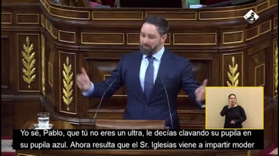 Santiago Abascal se burla de los elogios de Pablo Iglesias al discurso de Pablo Casado