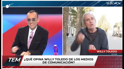 Willy Toledo a Risto Mejide: "Tu medio no necesita decirte nada porque sabe que va a seguir el discurso oficial. Por eso tienes un programa de 2 horas cada día"