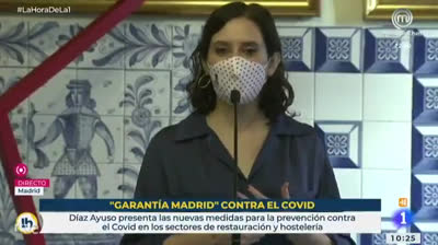 Isabel Díaz Ayuso: ""la hostelería no es el problema. Es la falta de responsabilidad de todos la que provocan los contagios"