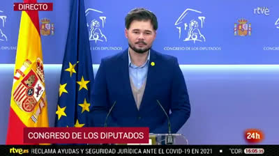 Gabriel Rufián: "Esta no es una rueda de prensa para anunciar un acuerdo cerrado a los Presupuestos Generales del Estado. Es una rueda de prensa para anunciar un preacuerdo"