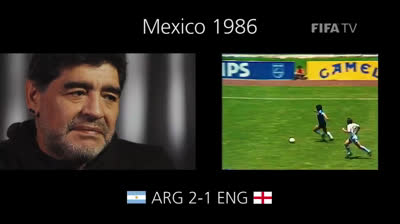 Maradona reacting to the "Goal of the Century" against England